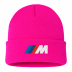 Men's BMW M Beanie Hat — Hot Pink — clean front main
