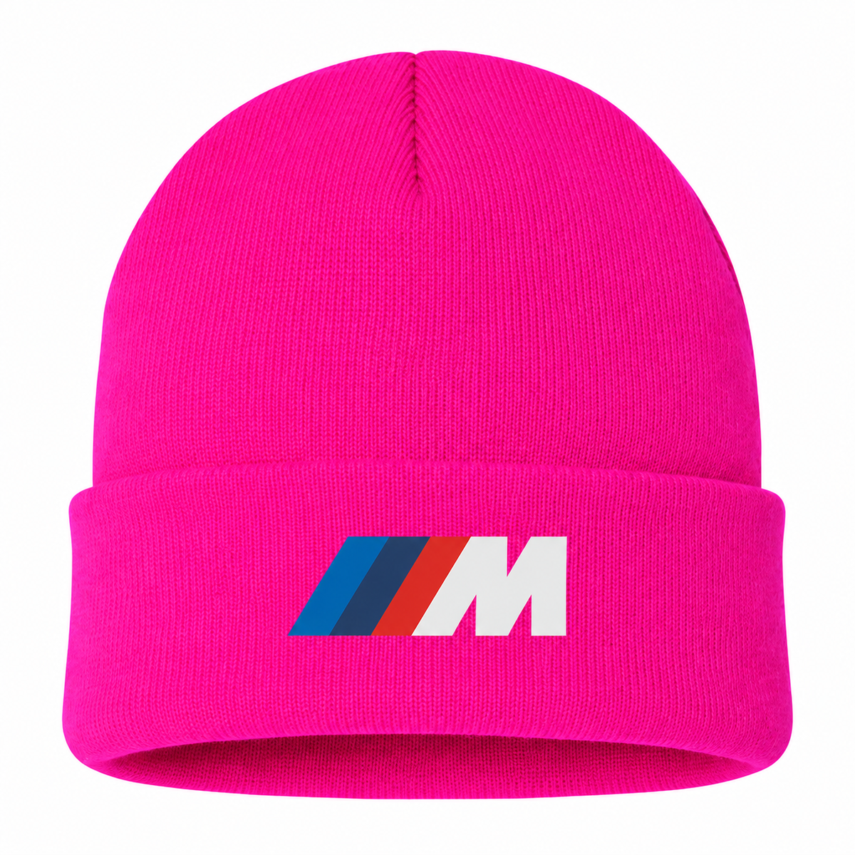 Men's BMW M Beanie Hat — Hot Pink — clean front main