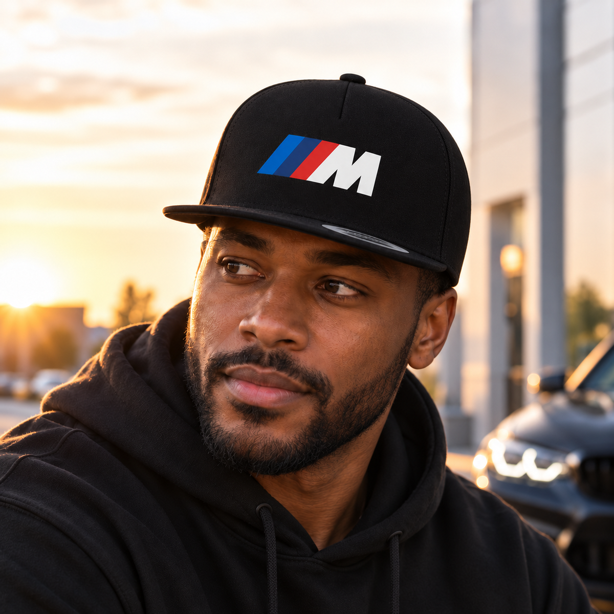 BMW  M - Motorsports Car Snapback Hat | Color: Black | Image 1