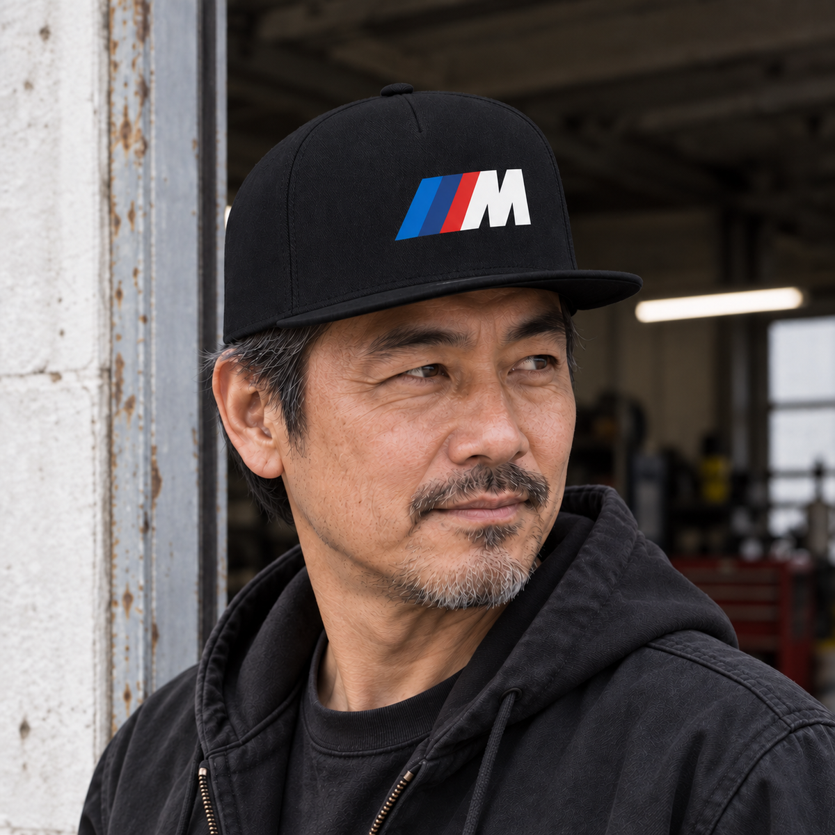 BMW  M - Motorsports Car Snapback Hat | Color: Black | Image 4