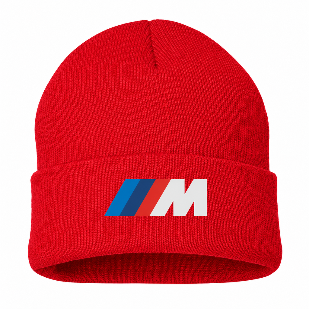 Men's BMW M Beanie Hat — Red — clean front main