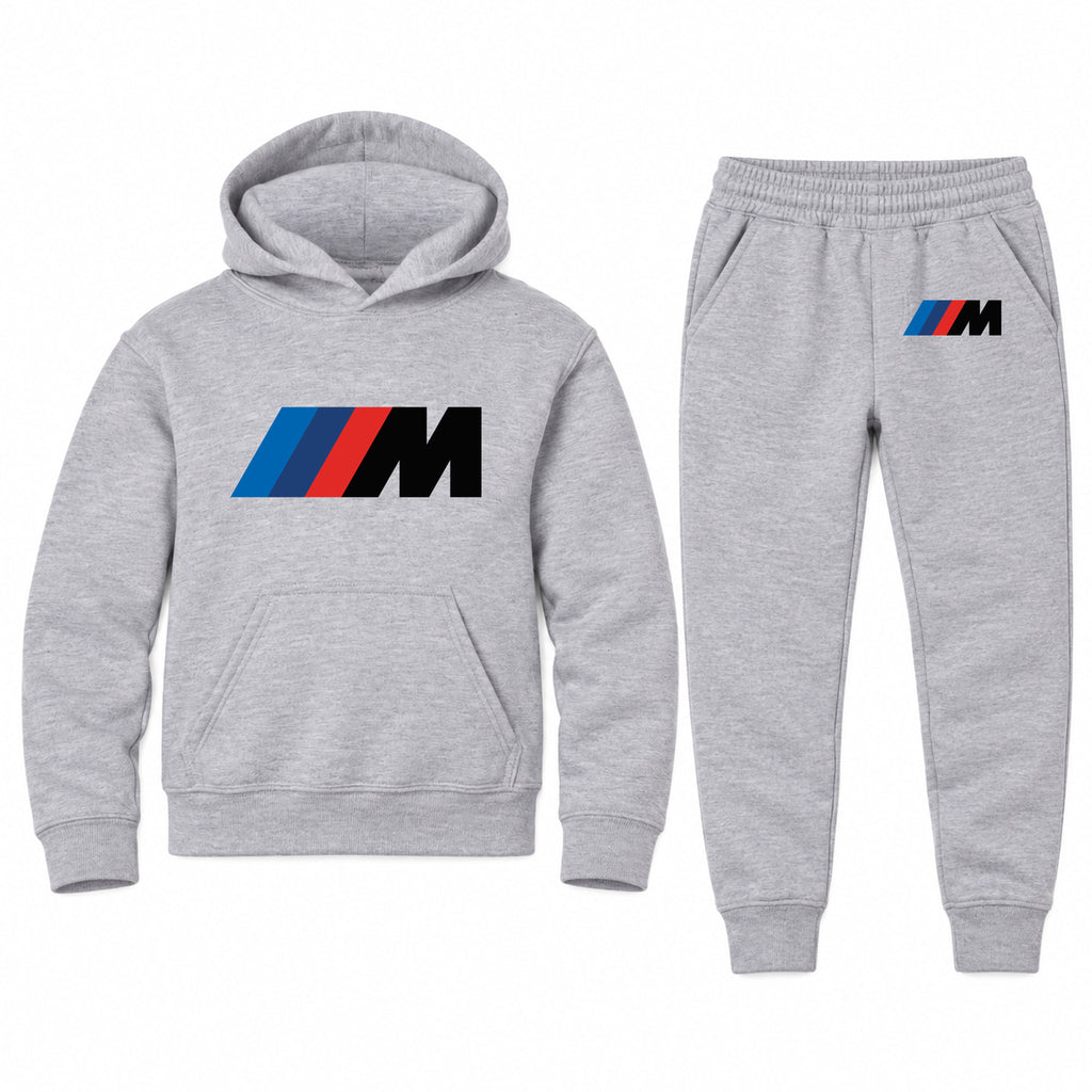 BMW M youth hoodie jogger set, Sports Grey, Youth Large ages 10–12