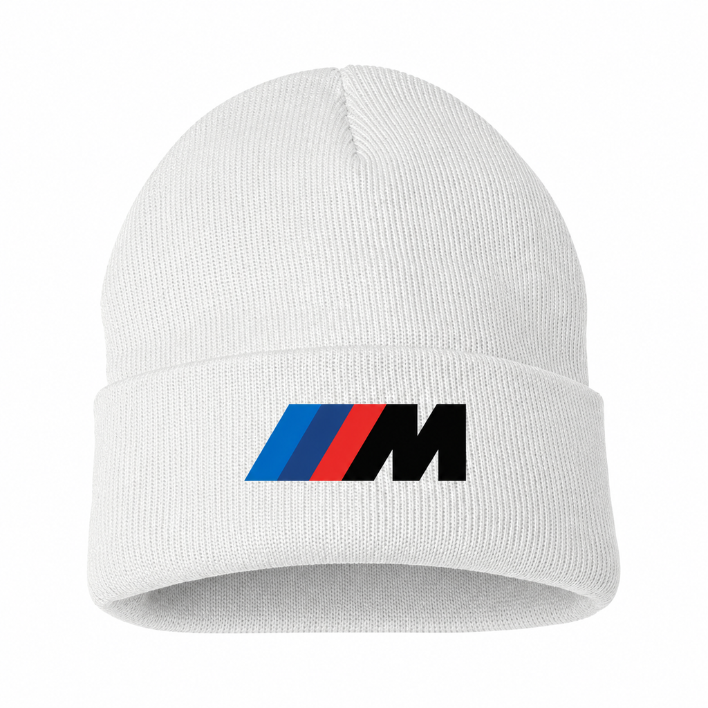 Men's BMW M Beanie Hat — White — clean front main