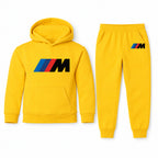 BMW M youth hoodie jogger set, Yellow, Youth Large ages 10–12