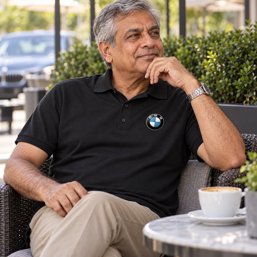 Men's BMW Motorsports Car Dry Blend Polo | Color: Black | Image 3