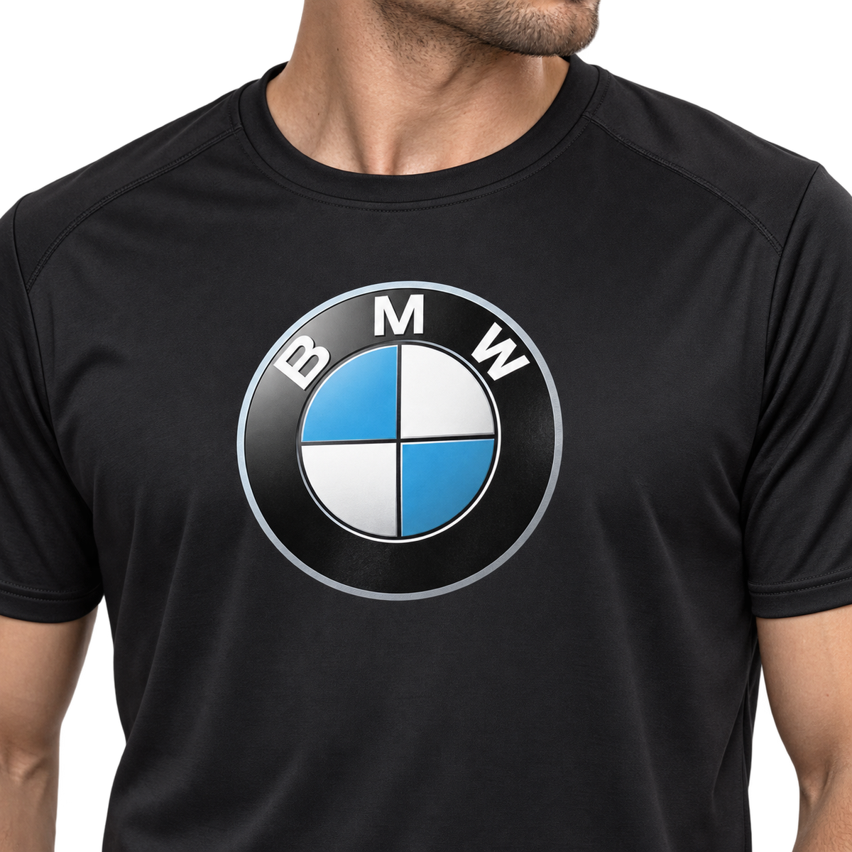 Men’s BMW Motorsports Car Polyester T-Shirt | Color: Black | Image 4