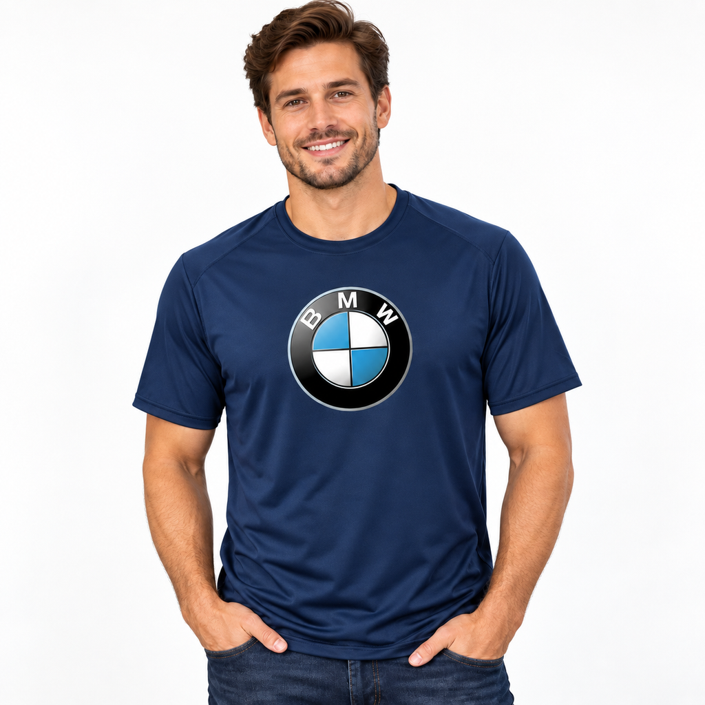 Men’s BMW Motorsports Car Polyester T-Shirt | Color: Navy | Image 5