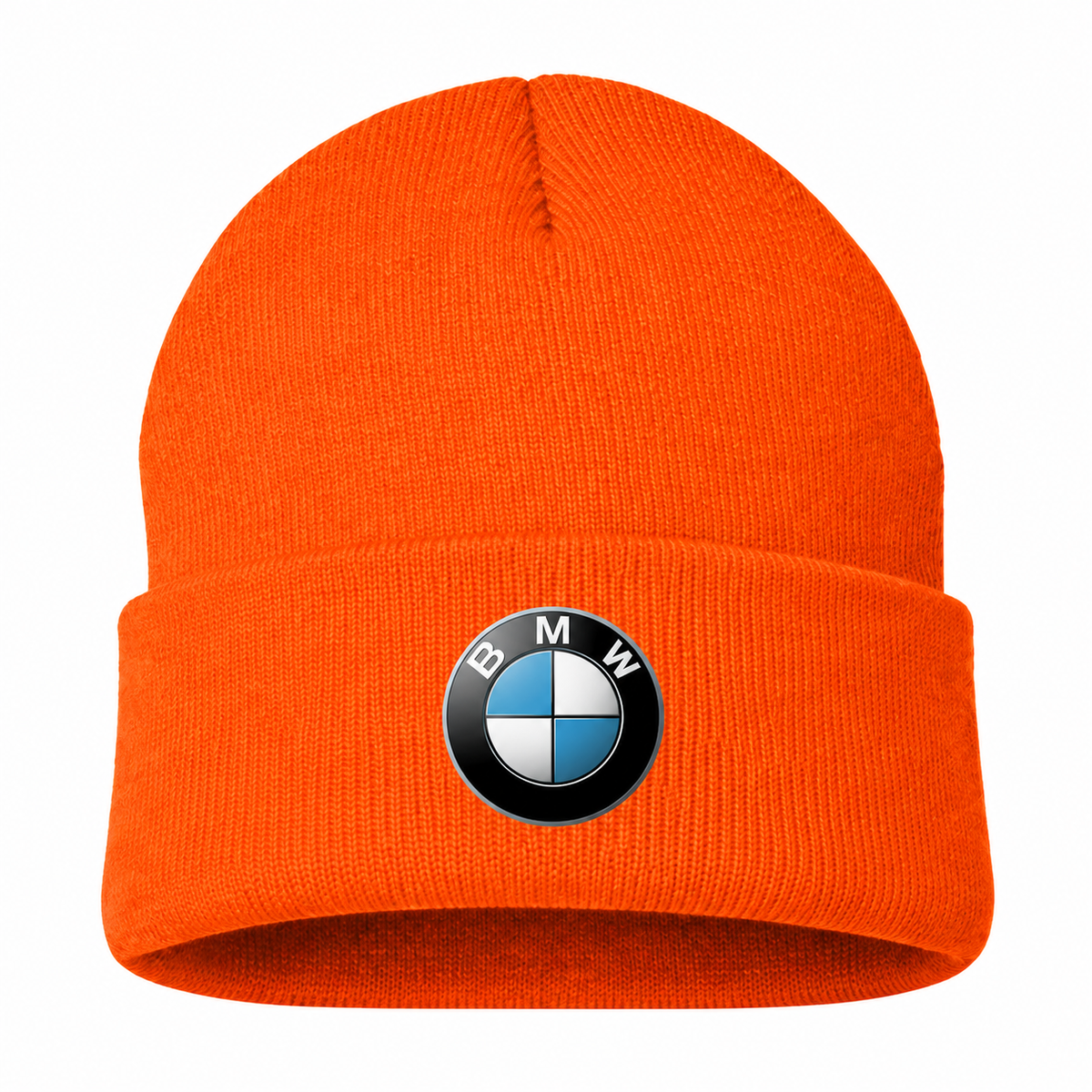 Men's BMW Beanie Hat — Orange — clean front main