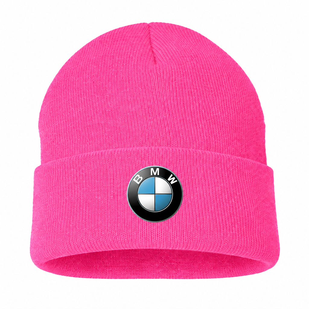 Men's BMW Beanie Hat — Pink — clean front main