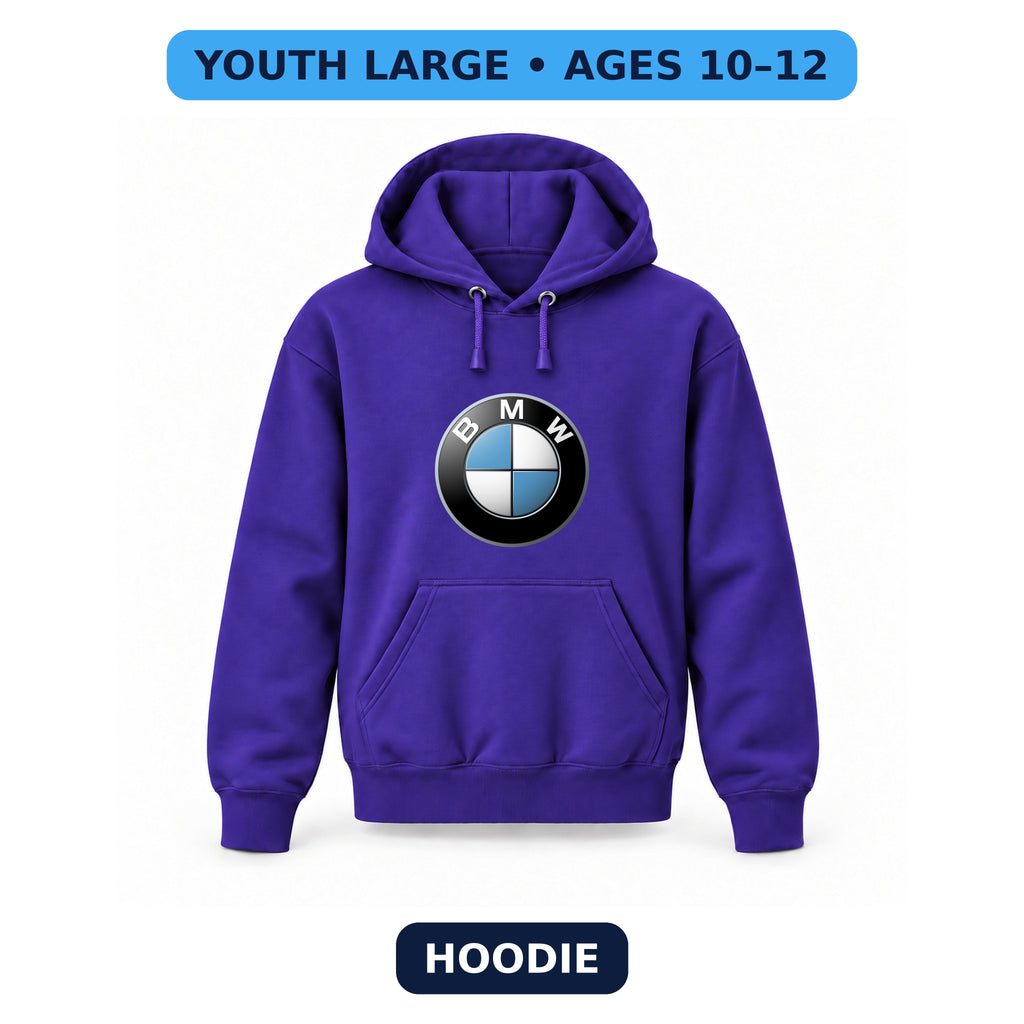 BMW - Youth Large Hoodie (Ages 10–12) | Color: Purple