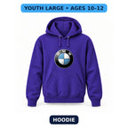 BMW - Youth Large Hoodie (Ages 10–12) | Color: Purple