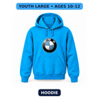 BMW - Youth Large Hoodie (Ages 10–12) | Color: Turquoise