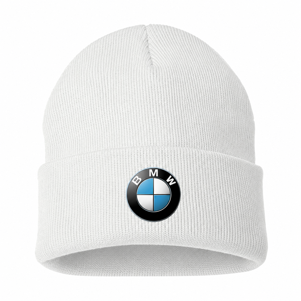 Men's BMW Beanie Hat — White — clean front main