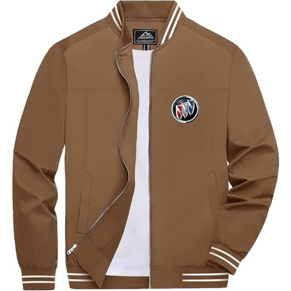 Men’s Buick Car Lightweight Zip-Up Bomber Jacket with Ribbed Collar and Cuffs - Versatile Casual Outerwear