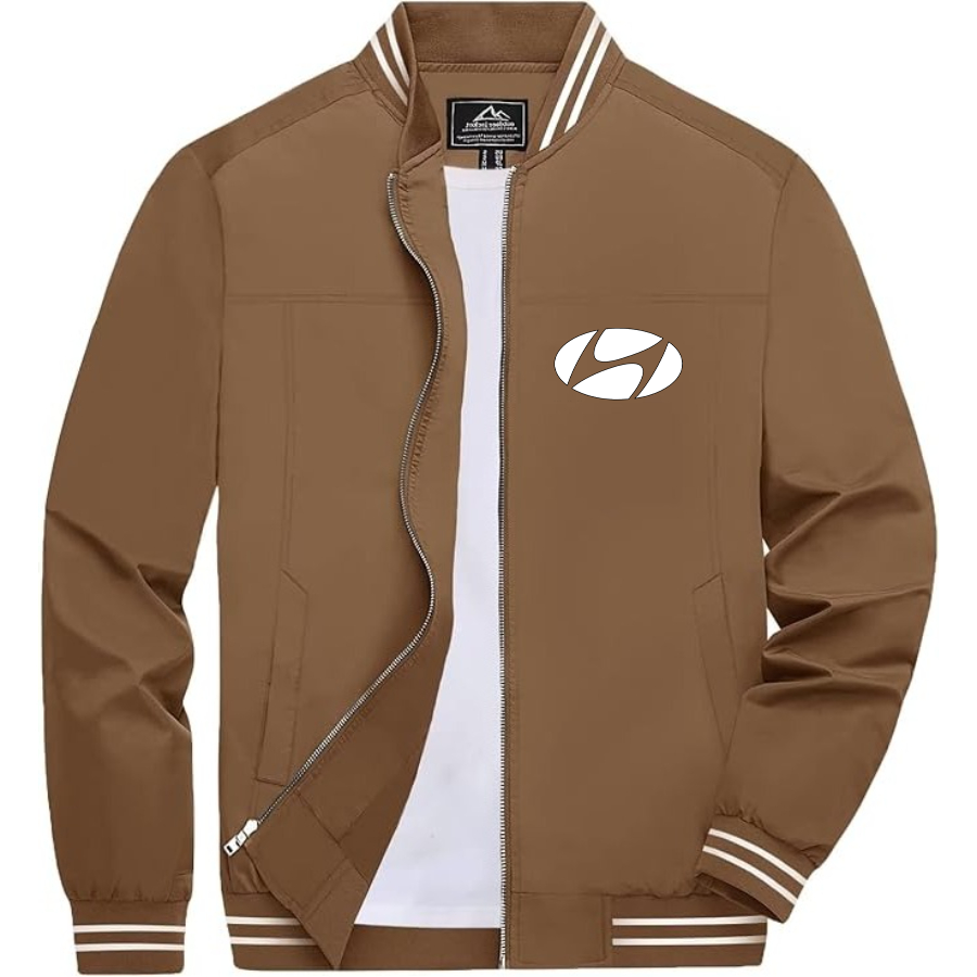 Men’s Hyundai Car NEW Lightweight Zip-Up Bomber Jacket with Ribbed Collar and Cuffs - Versatile Casual Outerwear