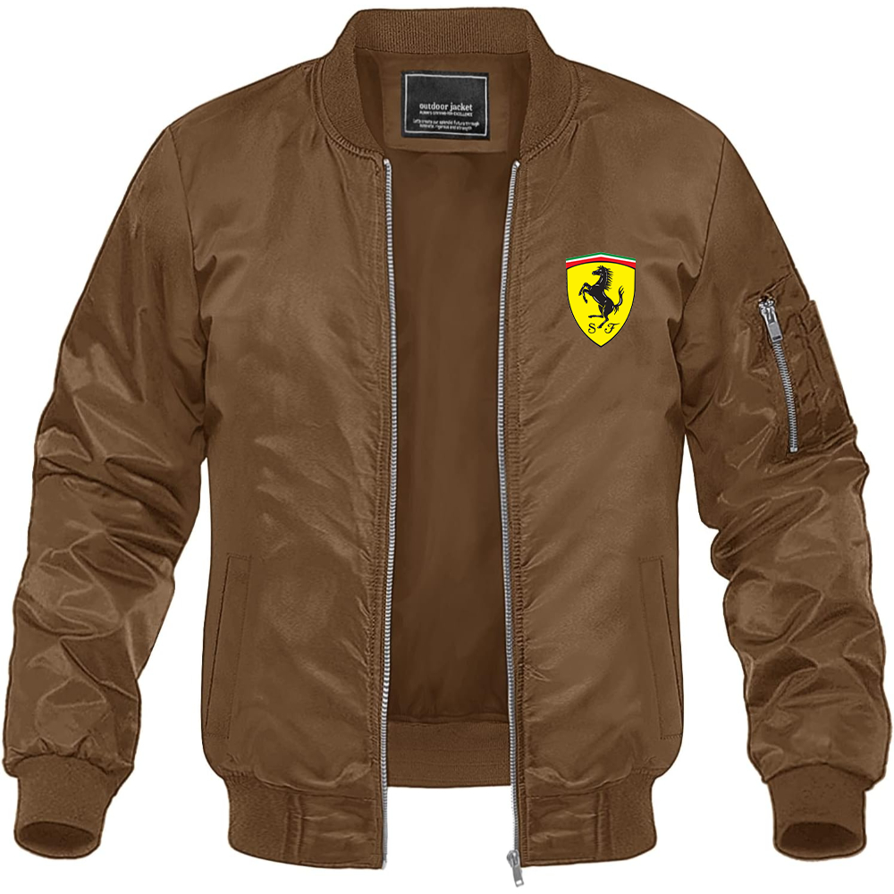 Men’s Ferrari Motorsport Car Lightweight Bomber Jacket Windbreaker Softshell Varsity Jacket Coat