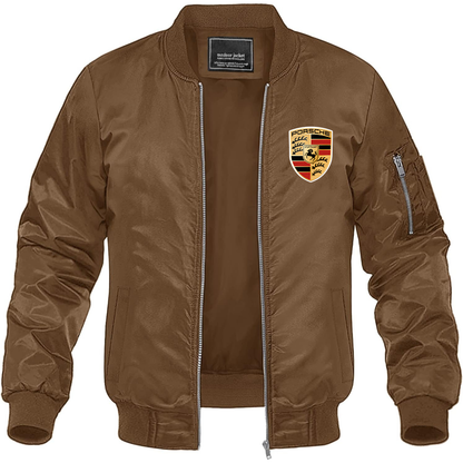 Men’s Porsche Car Lightweight Bomber Jacket Windbreaker Softshell Varsity Jacket Coat