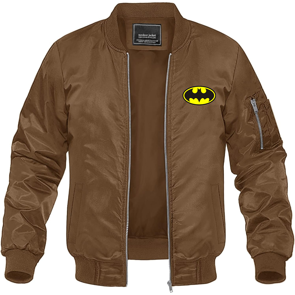 Men's DC Comics Batman Superhero Lightweight Bomber Jacket Windbreaker Softshell Varsity Jacket Coat