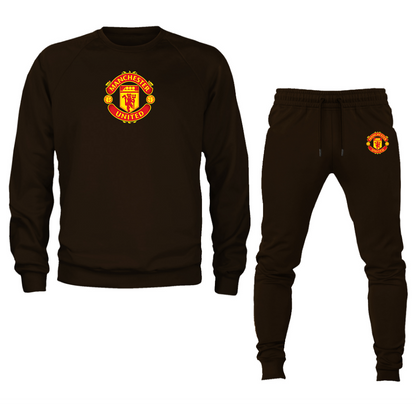 Men’s Manchester United Soccer Soccer Logo Crewneck Sweatshirt Joggers Suit