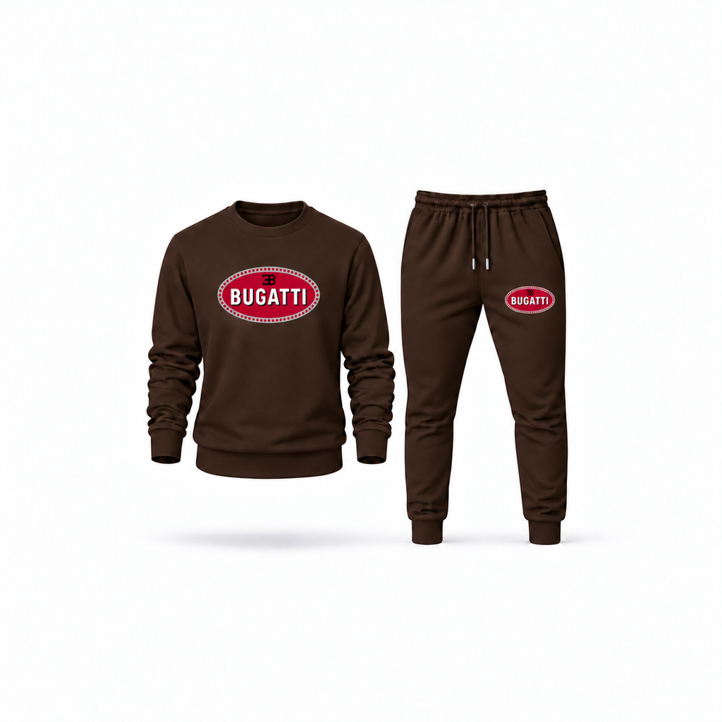 Men's Bugatti Sweatshirt Joggers Set | Color: Brown | Main