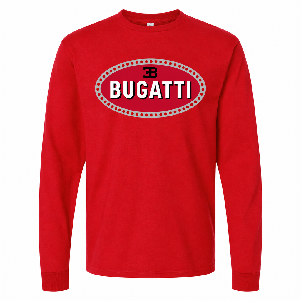 Men's Bugatti cotton long sleeve T-shirt Red front