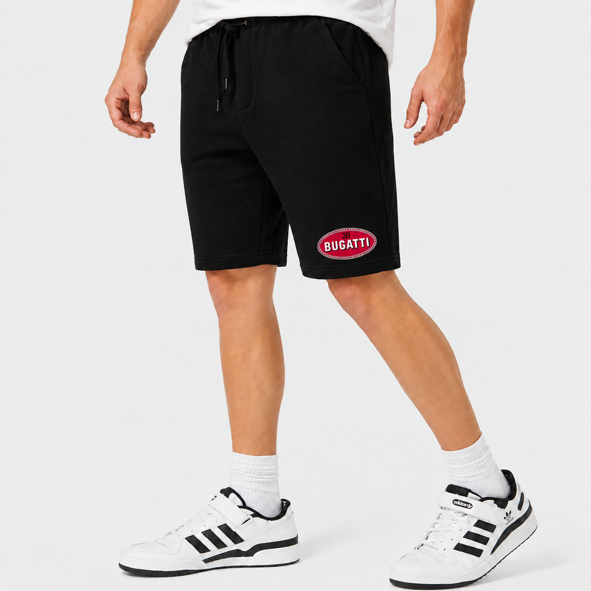 Bugatti fleece shorts Black front logo near left hem