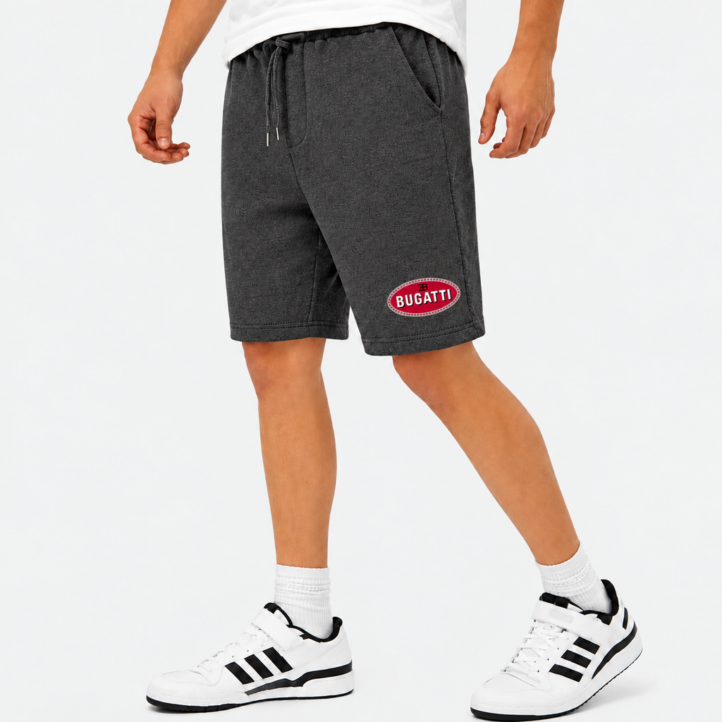 Bugatti fleece shorts Dark Heather front logo near left hem