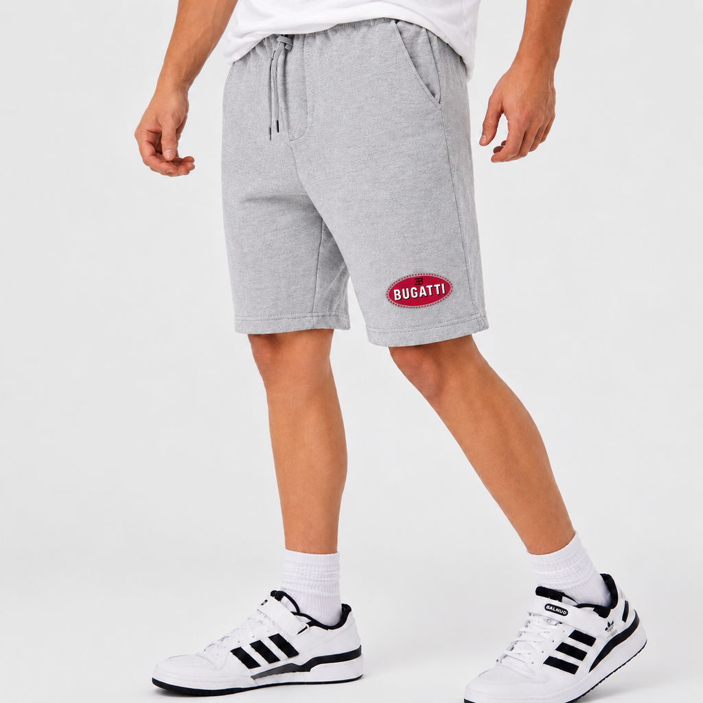 Bugatti fleece shorts Grey front logo near left hem