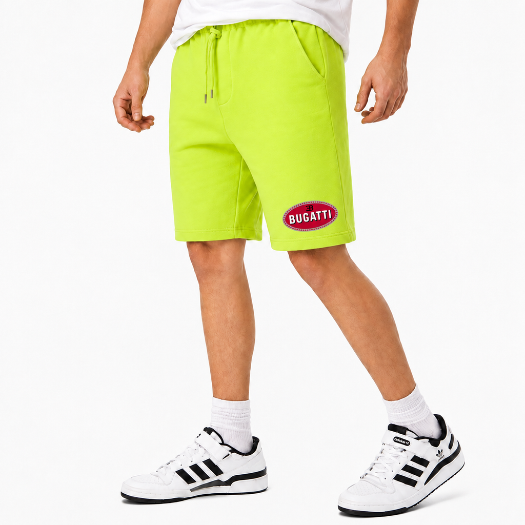 Bugatti fleece shorts Lime Green front logo near left hem