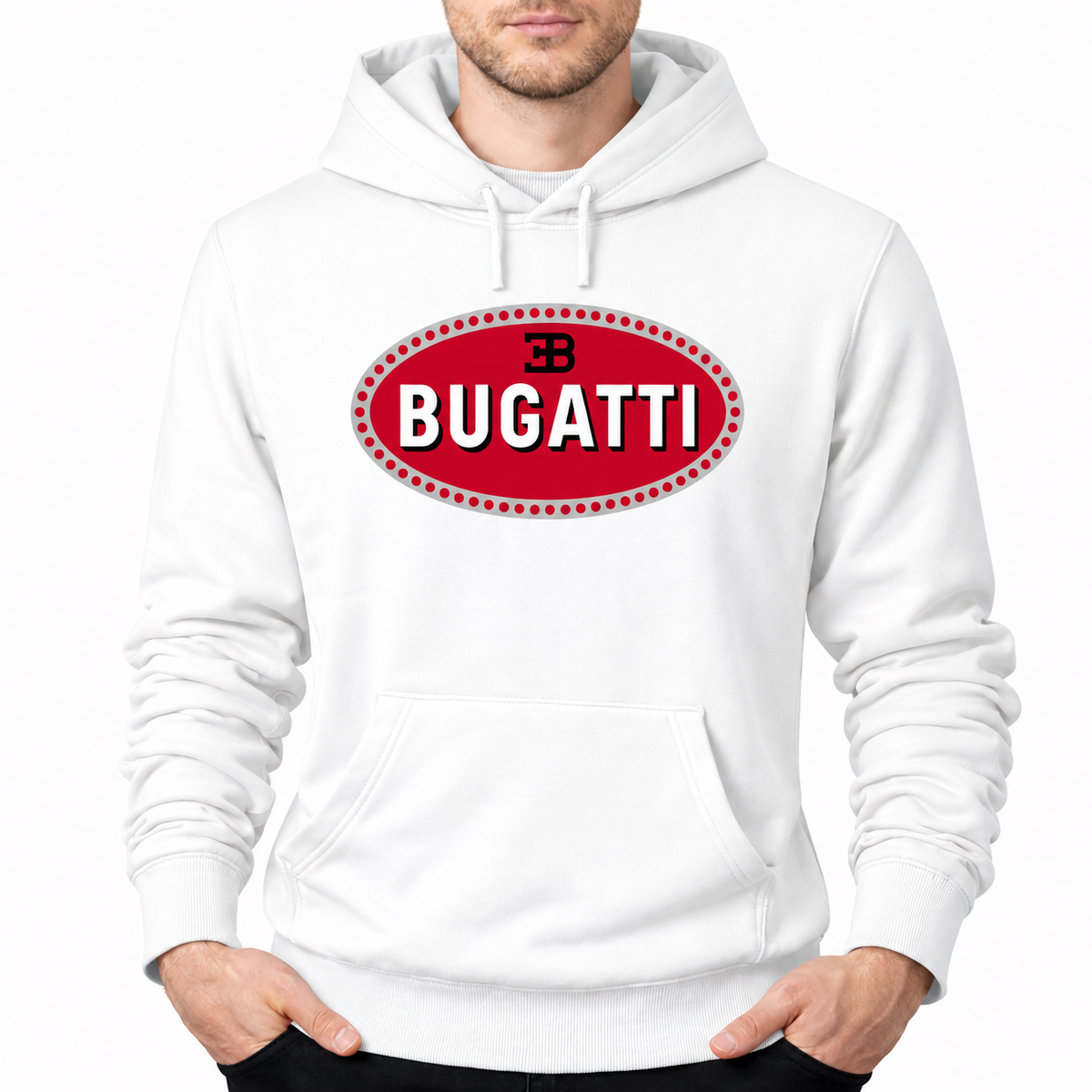 Bugatti White pullover hoodie front