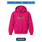 Bugatti - Youth Large Hoodie (Ages 10–12) | Color: Hot Pink