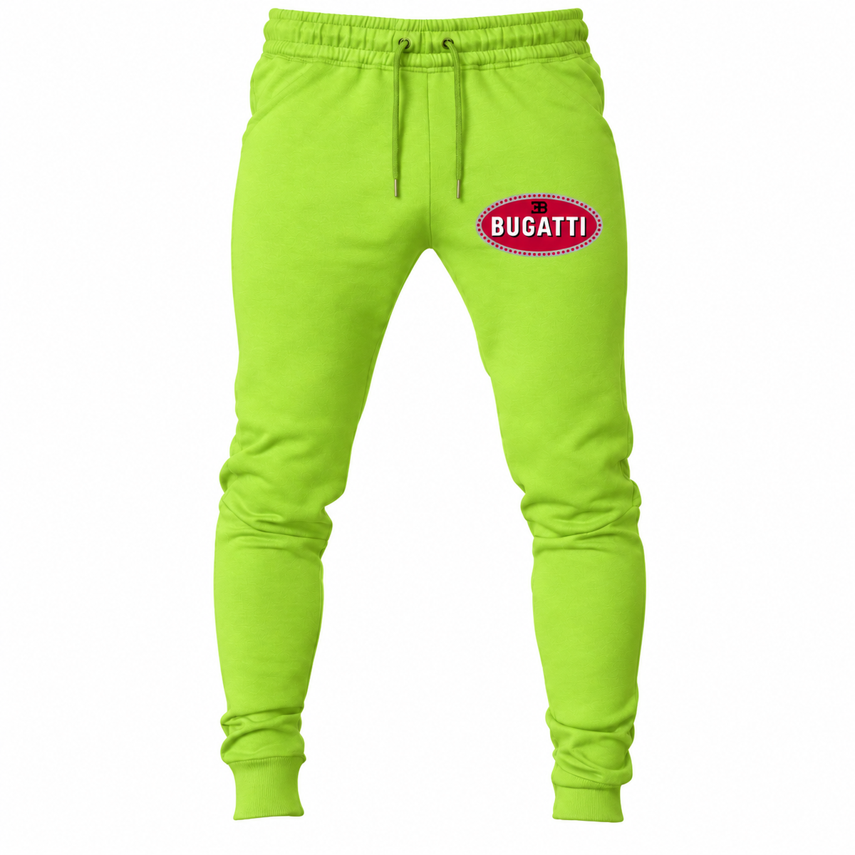 Bugatti joggers Lime Green front left thigh heat transfer