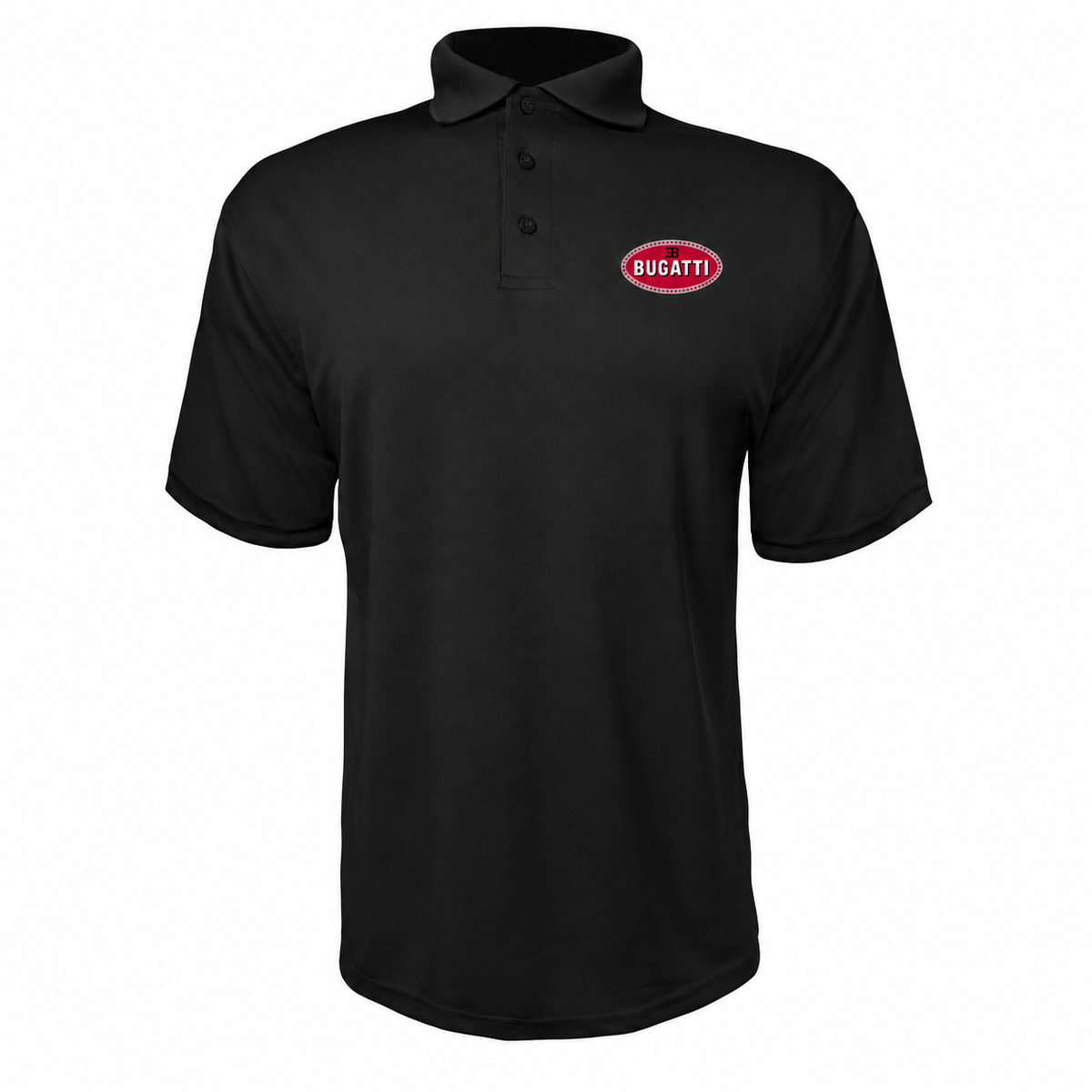 Bugatti polyester polo — Black — source logo on left chest