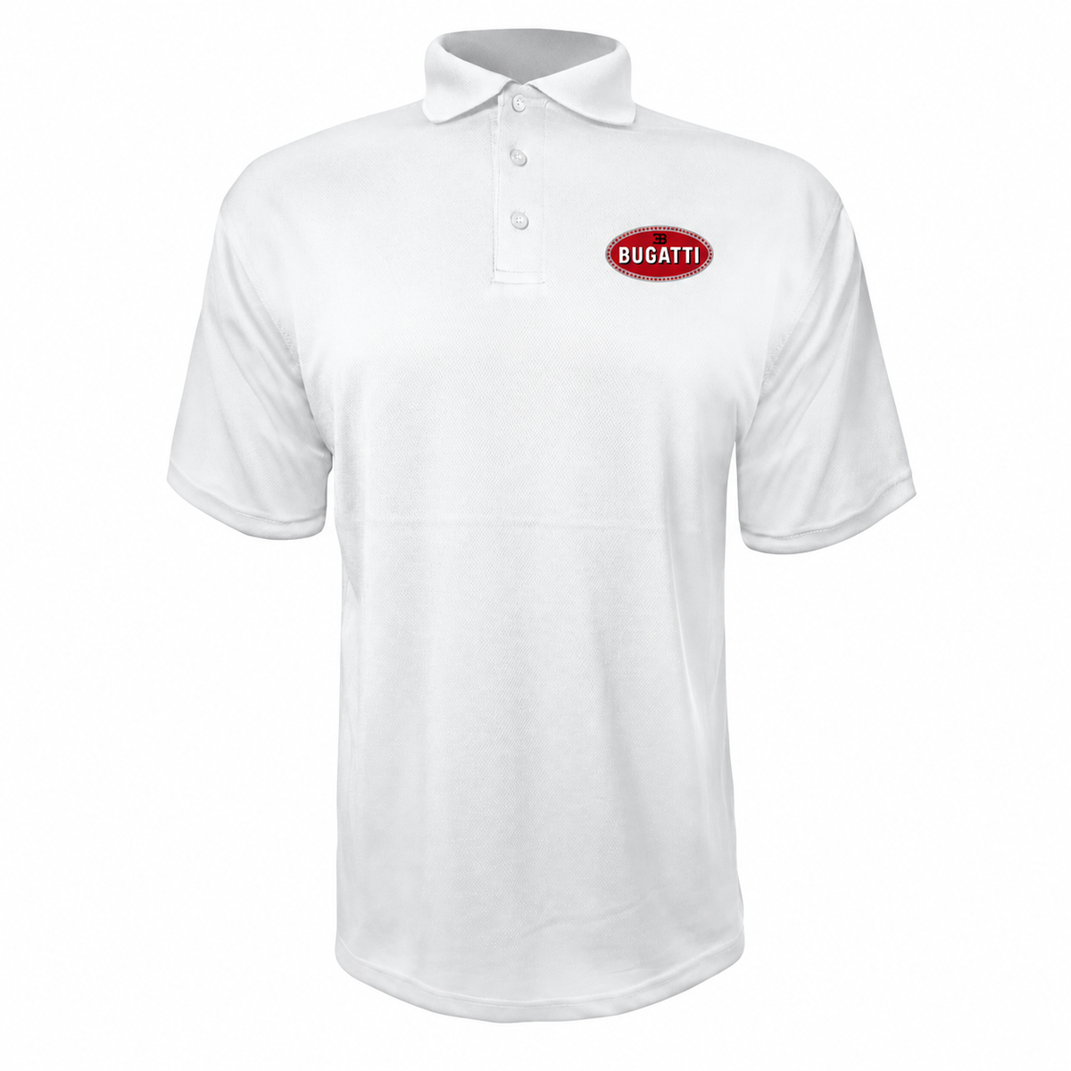 Bugatti polyester polo — White — source logo on left chest