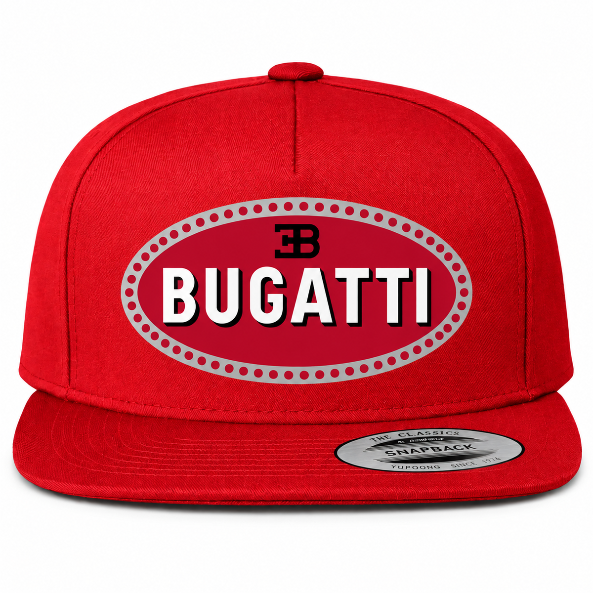 Bugatti snapback Red front centered heat transfer