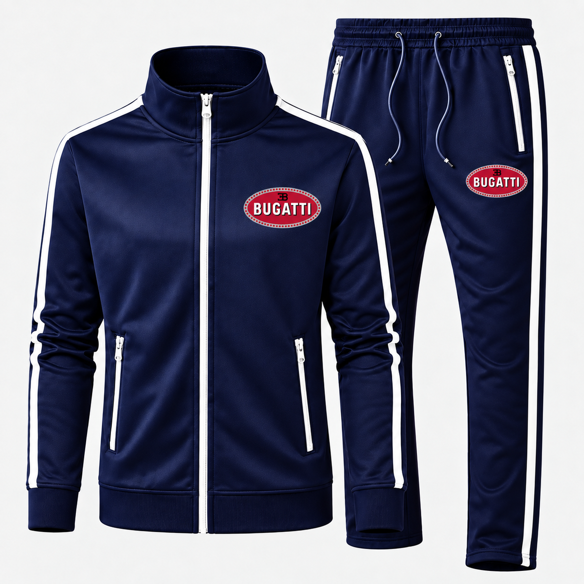 Bugatti tracksuit Navy front left thigh heat transfer