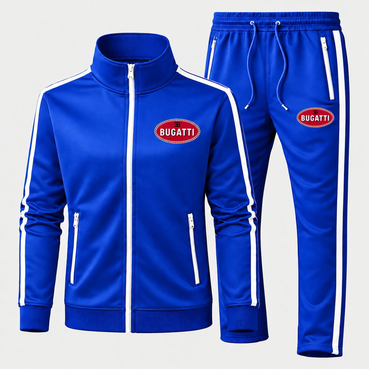Bugatti tracksuit Royal Blue front left thigh heat transfer