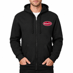 Bugatti zipper hoodie Black front left chest heat transfer