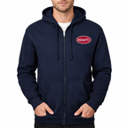 Bugatti zipper hoodie Navy front left chest heat transfer