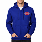 Bugatti zipper hoodie Royal Blue front left chest heat transfer