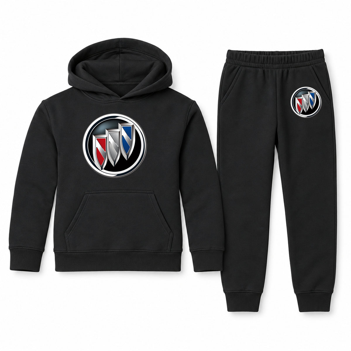 Buick youth hoodie jogger set, Black, Youth Large ages 10–12