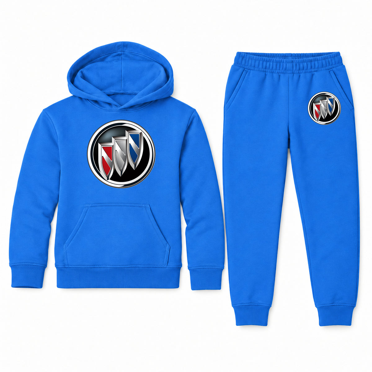 Buick youth hoodie jogger set, Blue, Youth Large ages 10–12