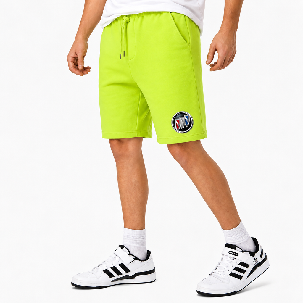 Buick fleece shorts Lime Green front logo near left hem