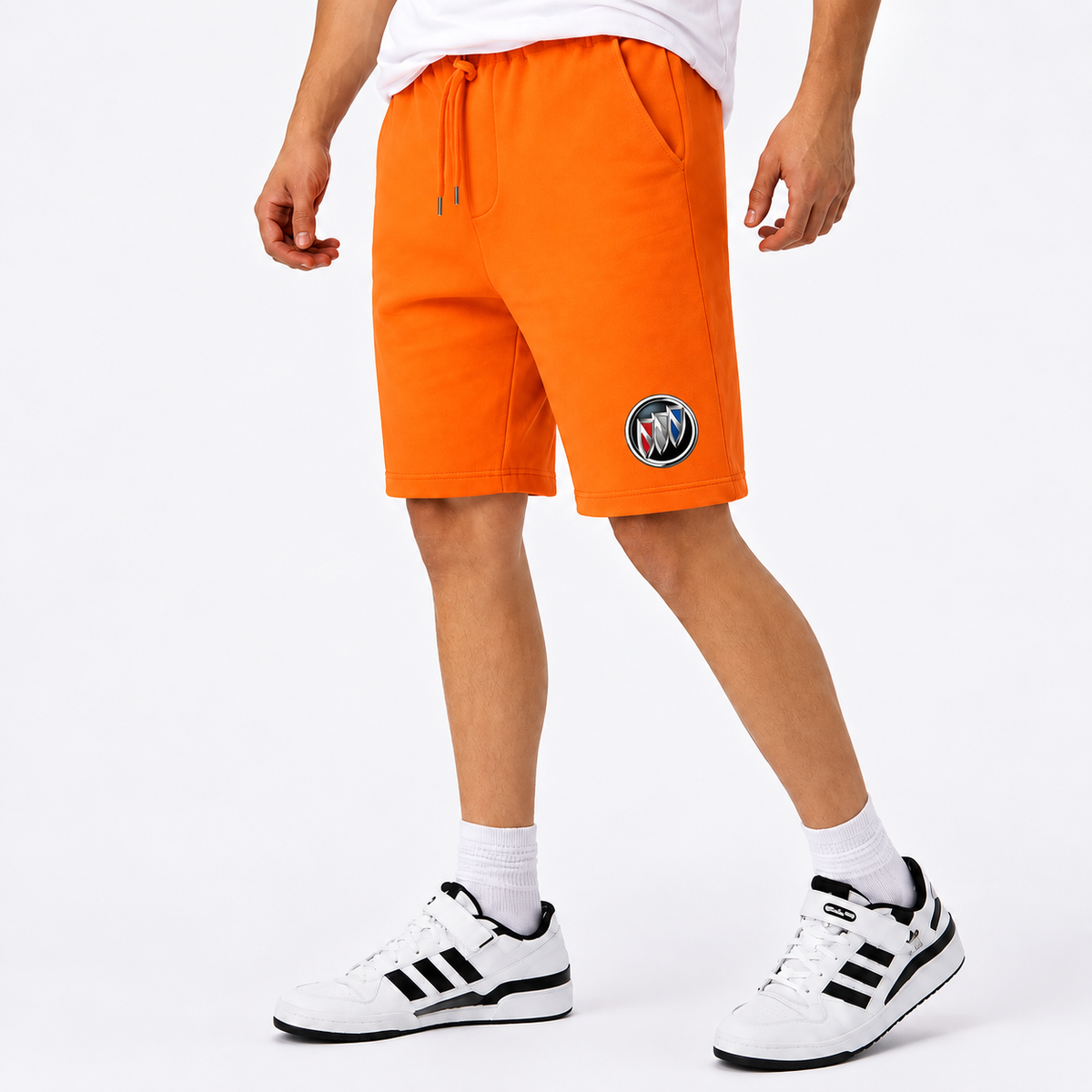 Buick fleece shorts Orange front logo near left hem