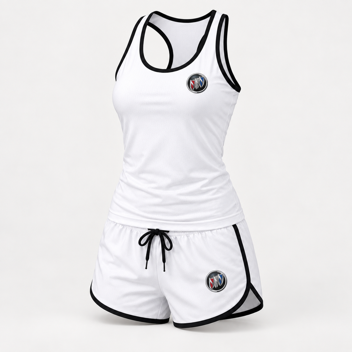 Buick women's tanktop and shorts set Angle | Color: White |