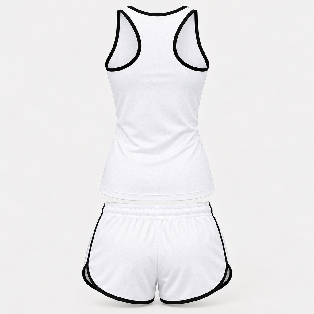 Buick women's tanktop and shorts set Back | Color: White |