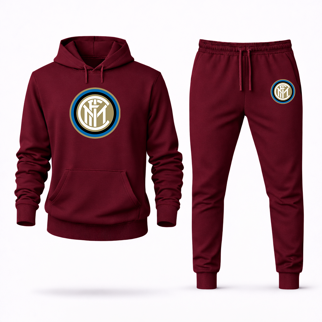 Men's Inter Milan Soccer Logo Hoodie Joggers Set
