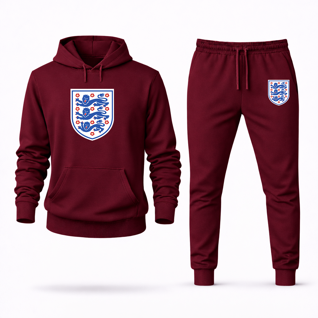 Men's England National Football Team Logo Hoodie Joggers Set