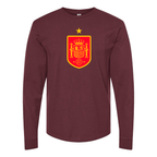 Men's Spain Red Logo National Soccer Team Long Sleeve T-Shirt