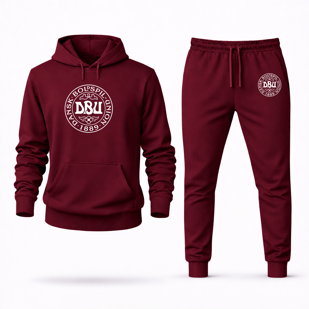 Men's Denmark Soccer Soccer Logo Hoodie Joggers Set